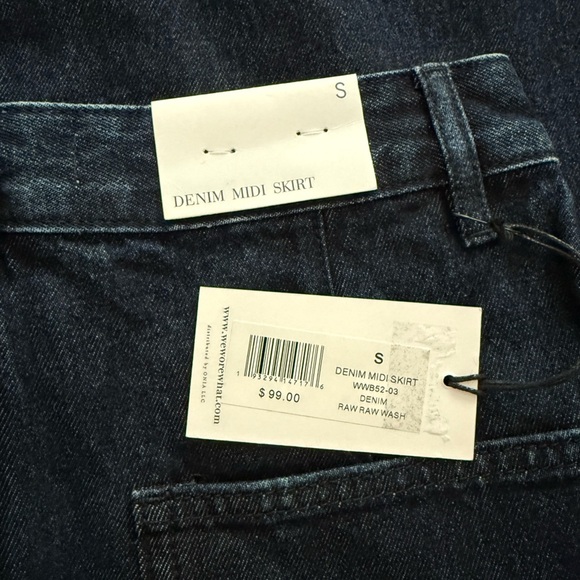 NWT WE WORE WHAT Cotton Denim Midi Skirt Small Dark Blue Wash - Picture 4 of 5